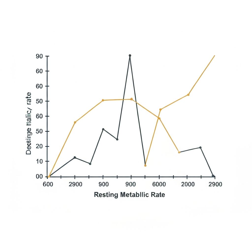 Scientific illustration of resting metabolic rate decline across decades
